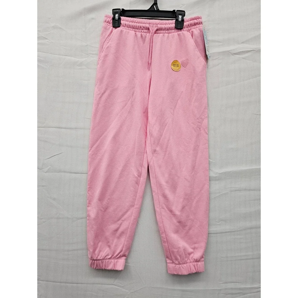 Cat & Jack Girls Pink Heart Fleece Jogger Pants Sweatpants Size L‎ 10/12 NWT